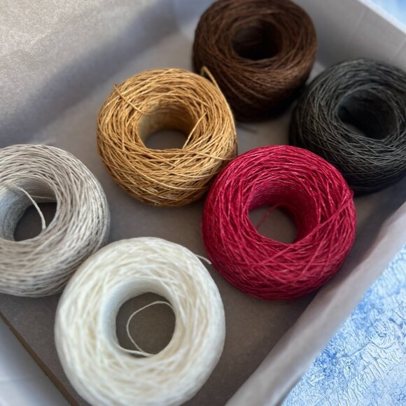 Set of Six 100% linen Yarn Spools - Picture 1 of 5